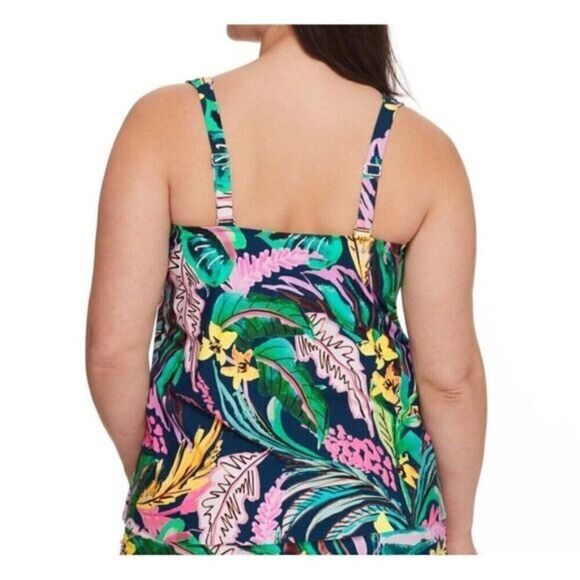 NEW Birdsong Sz 24W Waikiki Floral Plus Size Flyaway Underwire Tankini Swim Top - Picture 8 of 11